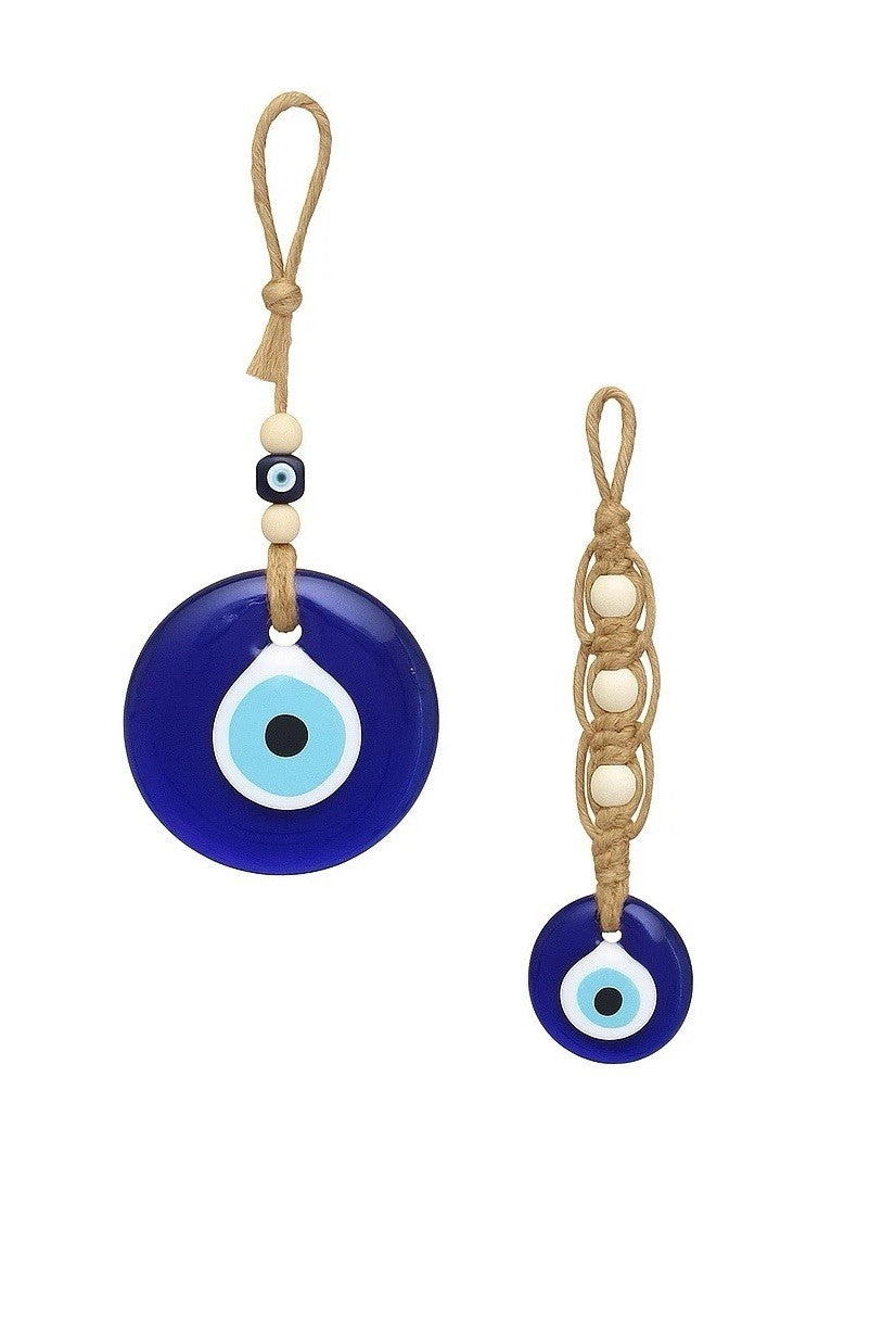 Blue Glass Evil Eye Wall Hanging Decor Ornament Set0