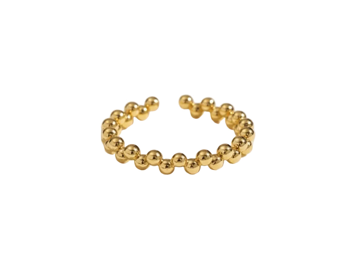 18k Gold Plated Danity Adjustable Ball Beaded Stacking Ring0