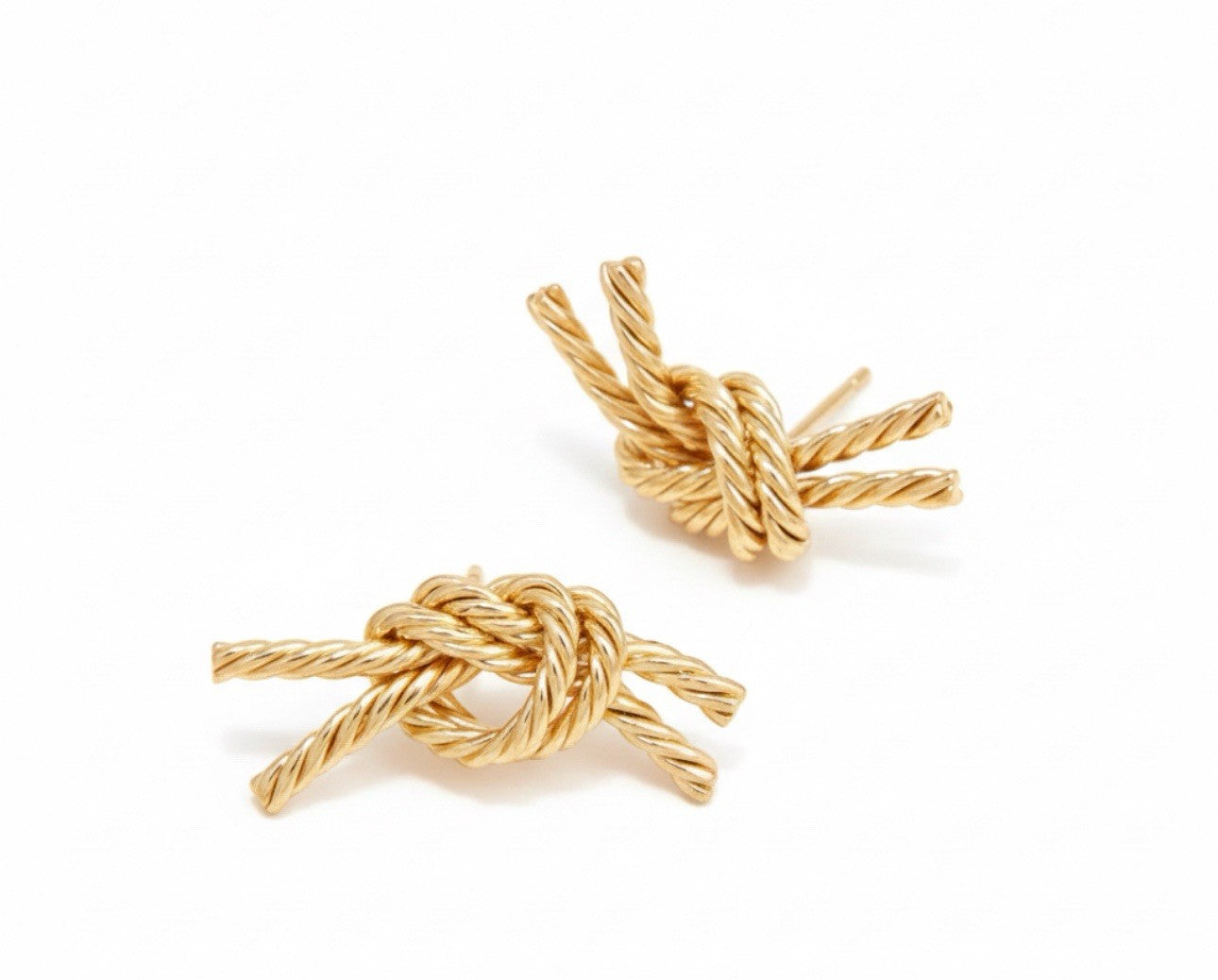 Gold Plated Vintage Style Rope Knot Stud Earrings0
