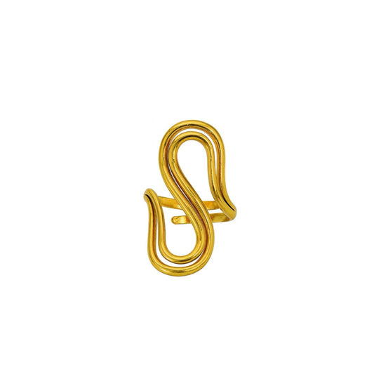 Gold Plated Stainless Steel Swirl Adjustable Ring