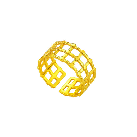 Gold Plated Geometric Stainless Steel Adjustable Ring