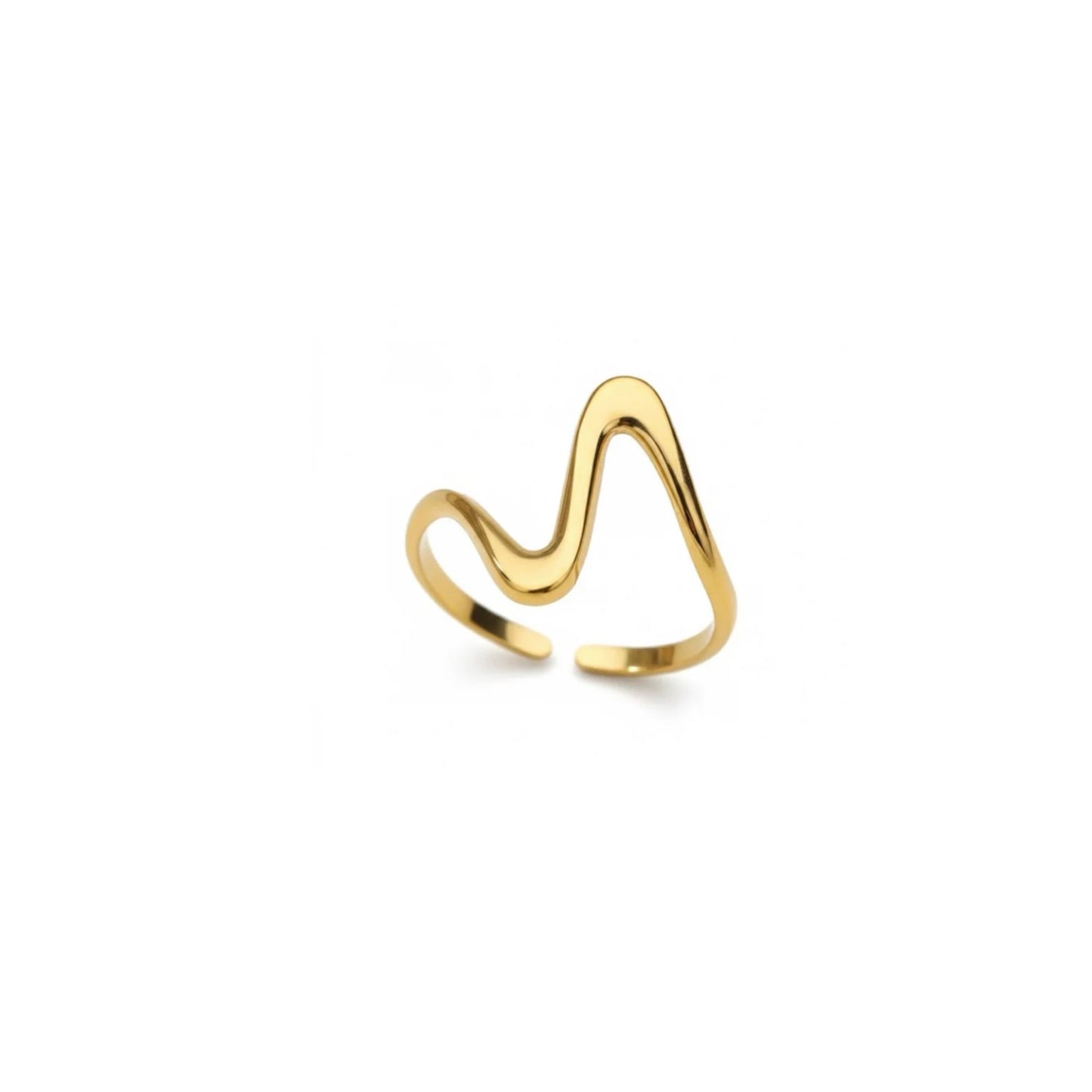 Gold Plated Wave Adjustable Open Band Minimalist Ring