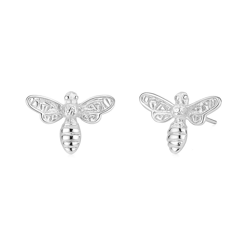 Silver Plated Bee Stud Mini Earrings