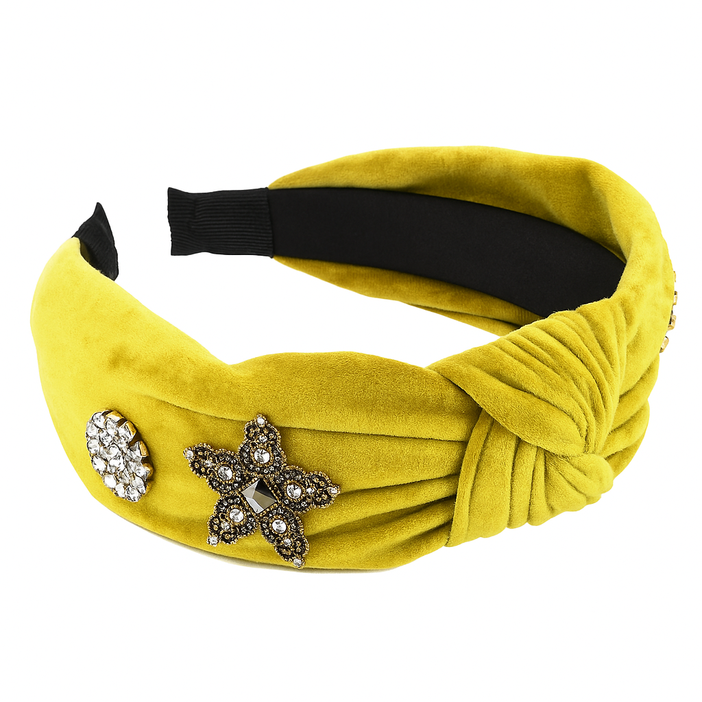 Green Studded Knot Suede Headband