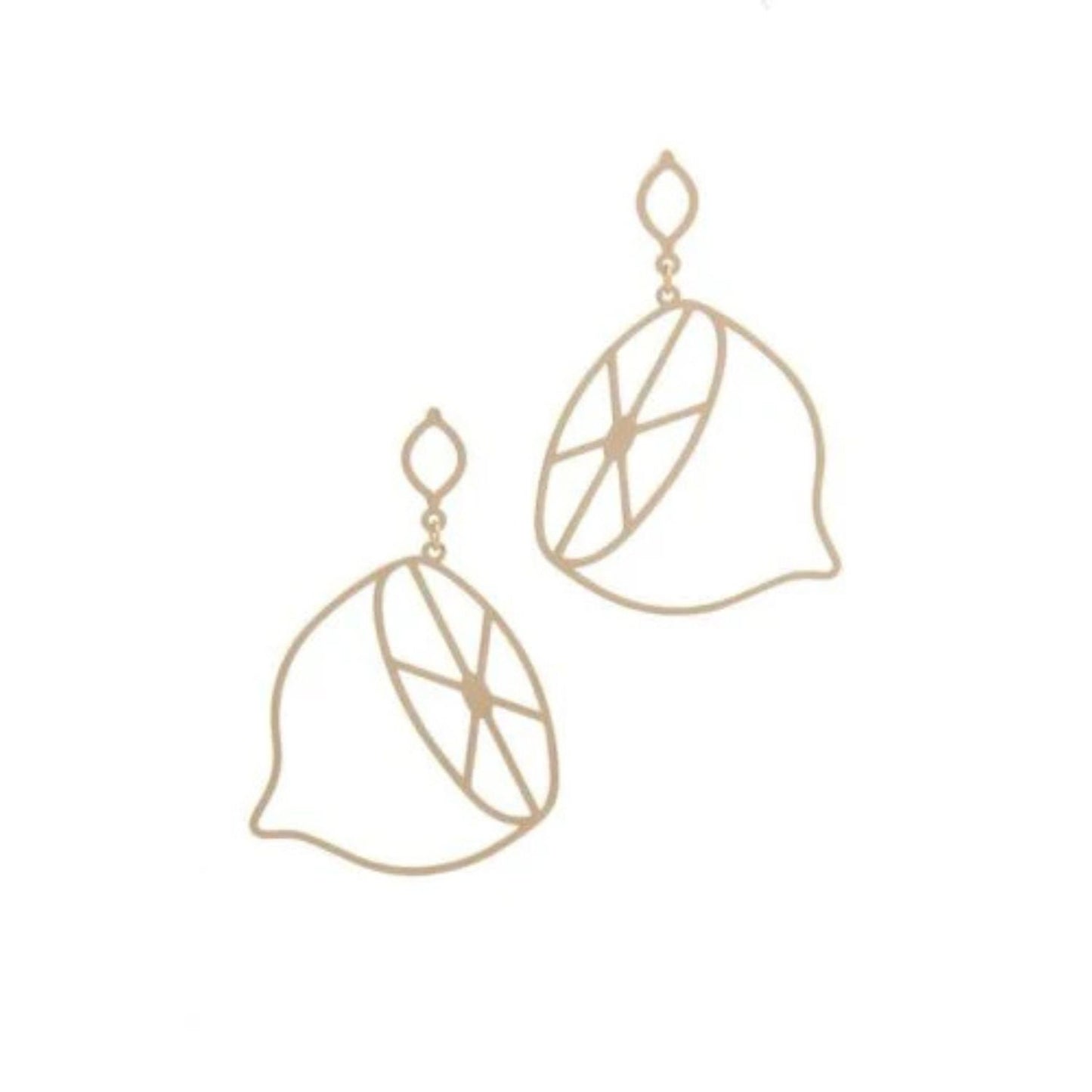 Gold Fashion Lemon Slices Cut Out Drop Earring