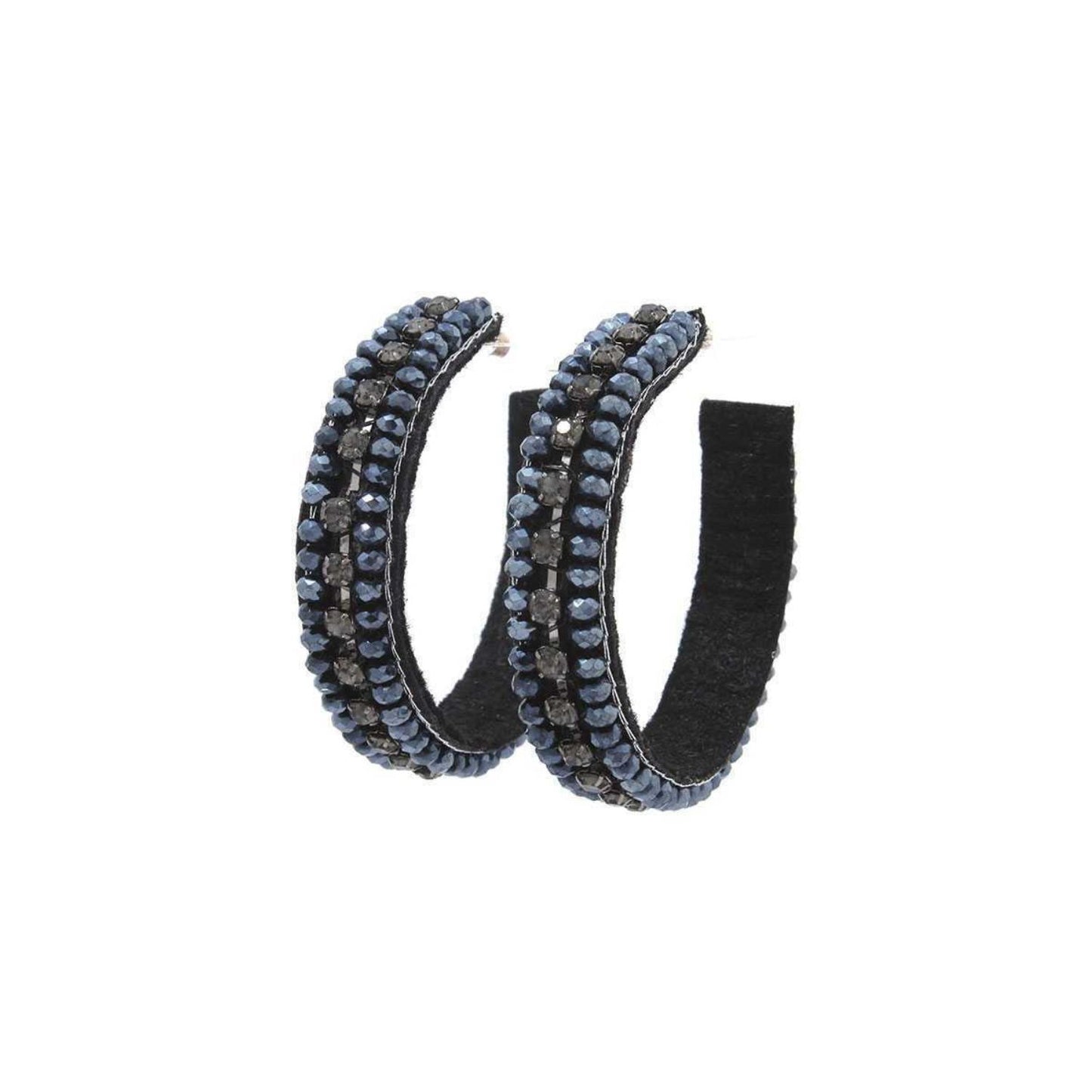 Midnight Blue Fashion Rhinestone Hoop Earring