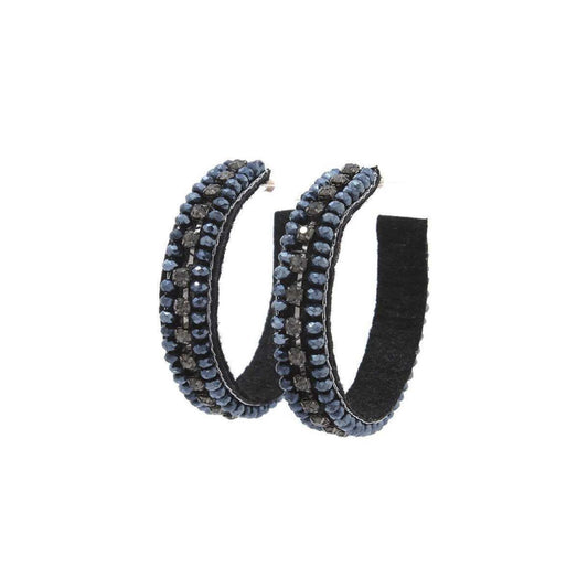 Midnight Blue Fashion Rhinestone Hoop Earring