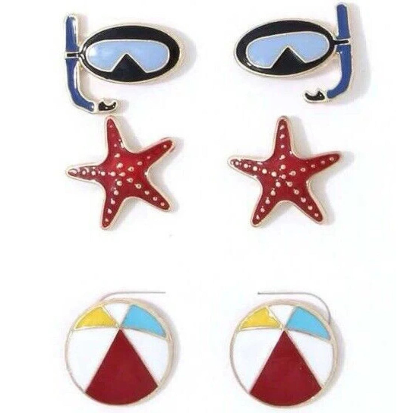 Beach Life Gold Stud Earrings Set