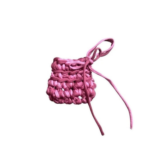 Maroon And Pink Handmade Crochet Coin Purse/ AirPods Case