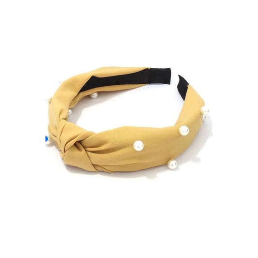 Mustard Pearls Knot Headband