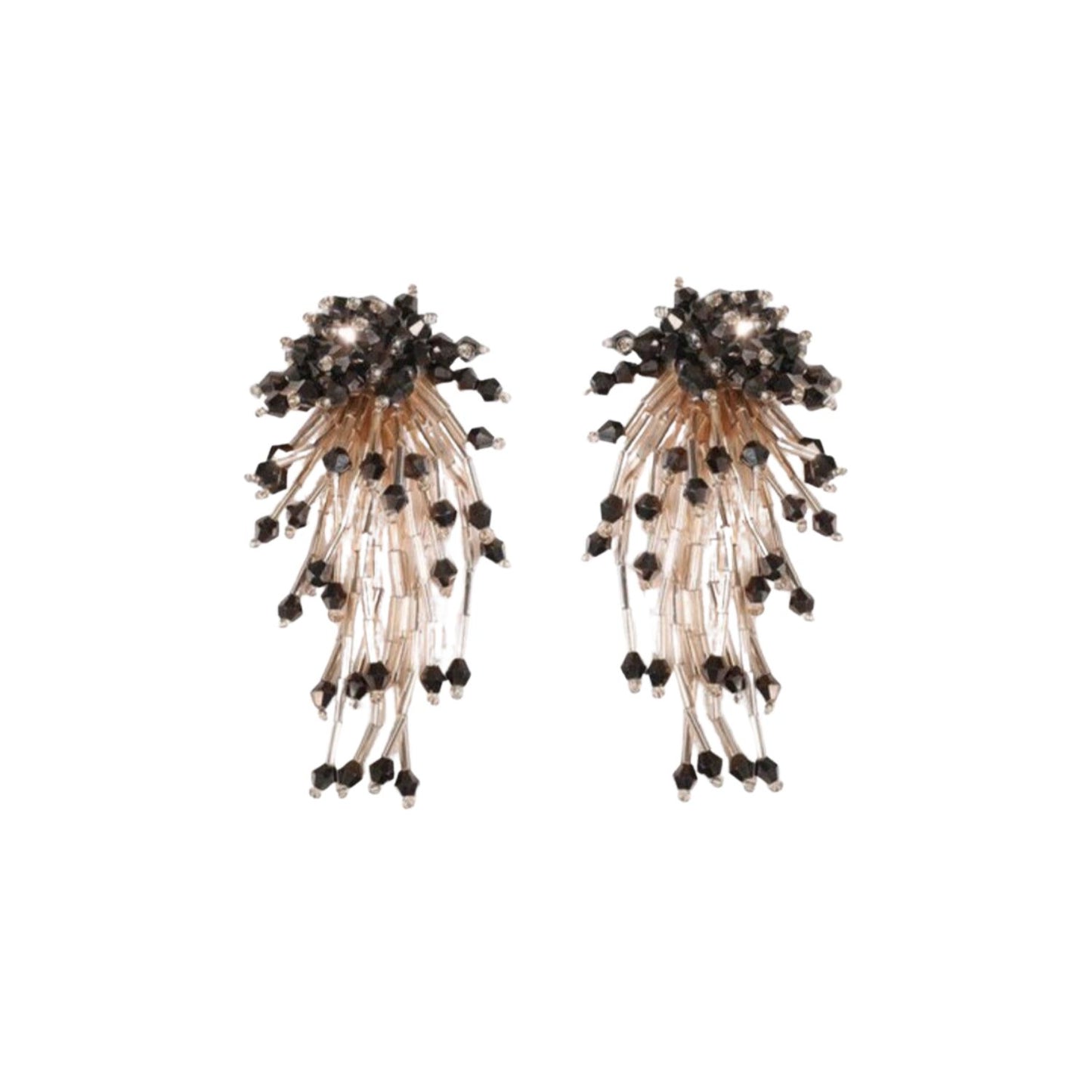 Statement Brown Beaded Tassels Earring