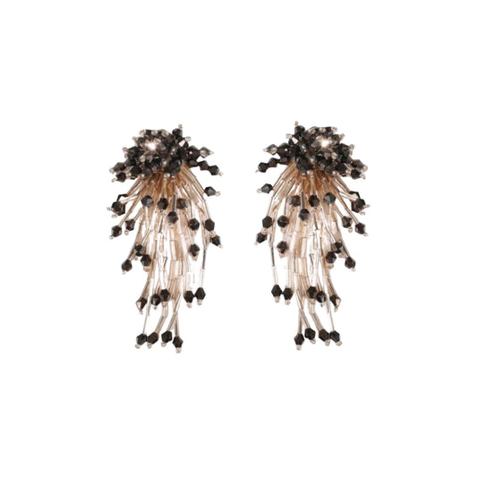 Statement Brown Beaded Tassels Earring