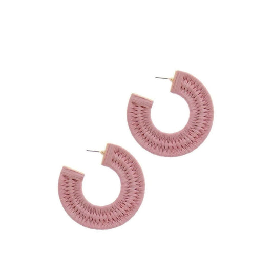 Pink Woven Hoop Earrings