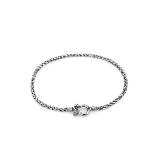 Silver Stainless Steel Plain Horseshoe Lock Style Chain Necklace