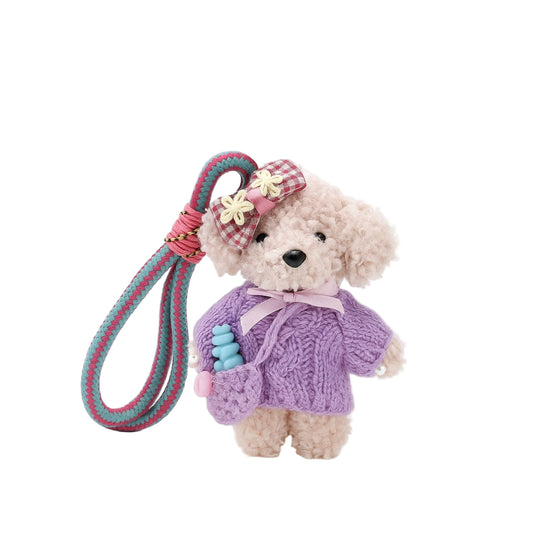 Purple Crochet Sweater Plush Cute Bear Keychain/ Bag Charm