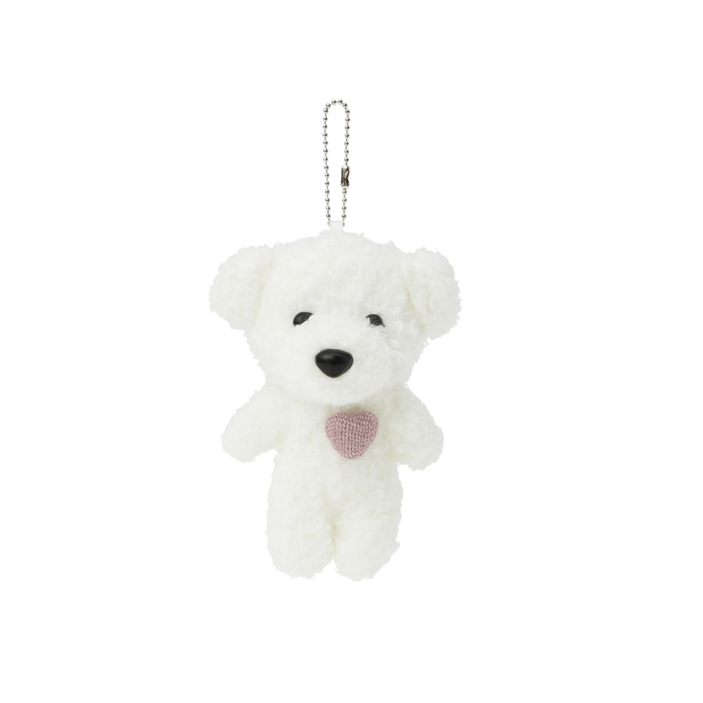 White And Pink Heart Bear Keychain