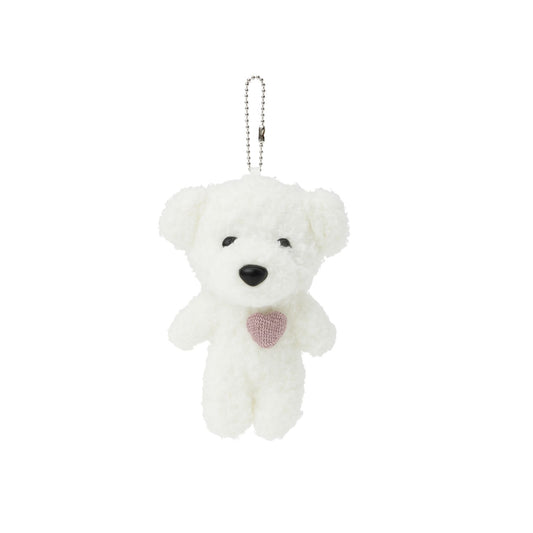 White And Pink Heart Bear Keychain