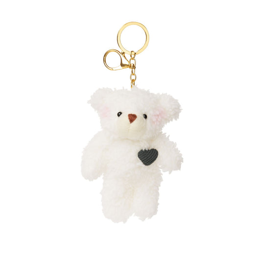 White And Green Heart Bear Keychain