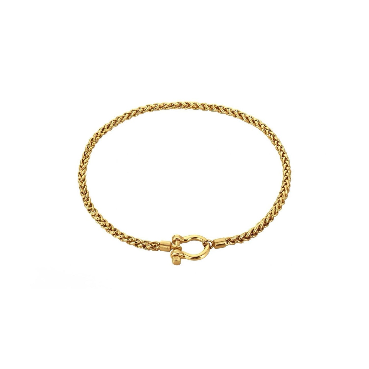 Gold Plated Stainless Steel Plain Horseshoe Lock Style Chain Necklace