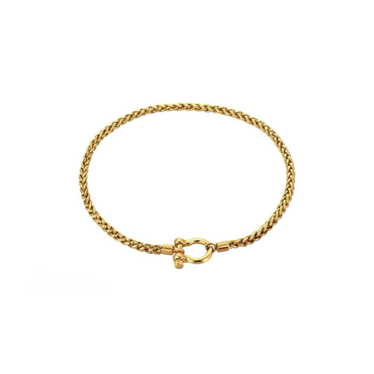 Gold Plated Stainless Steel Plain Horseshoe Lock Style Chain Necklace