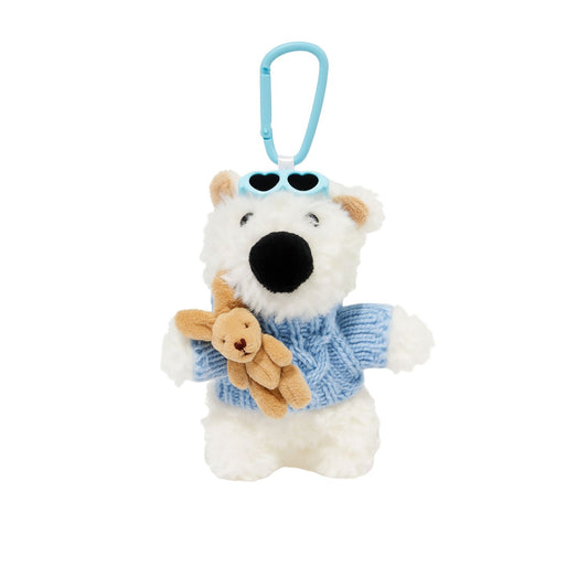 White And Blue Cute Bear Keychain