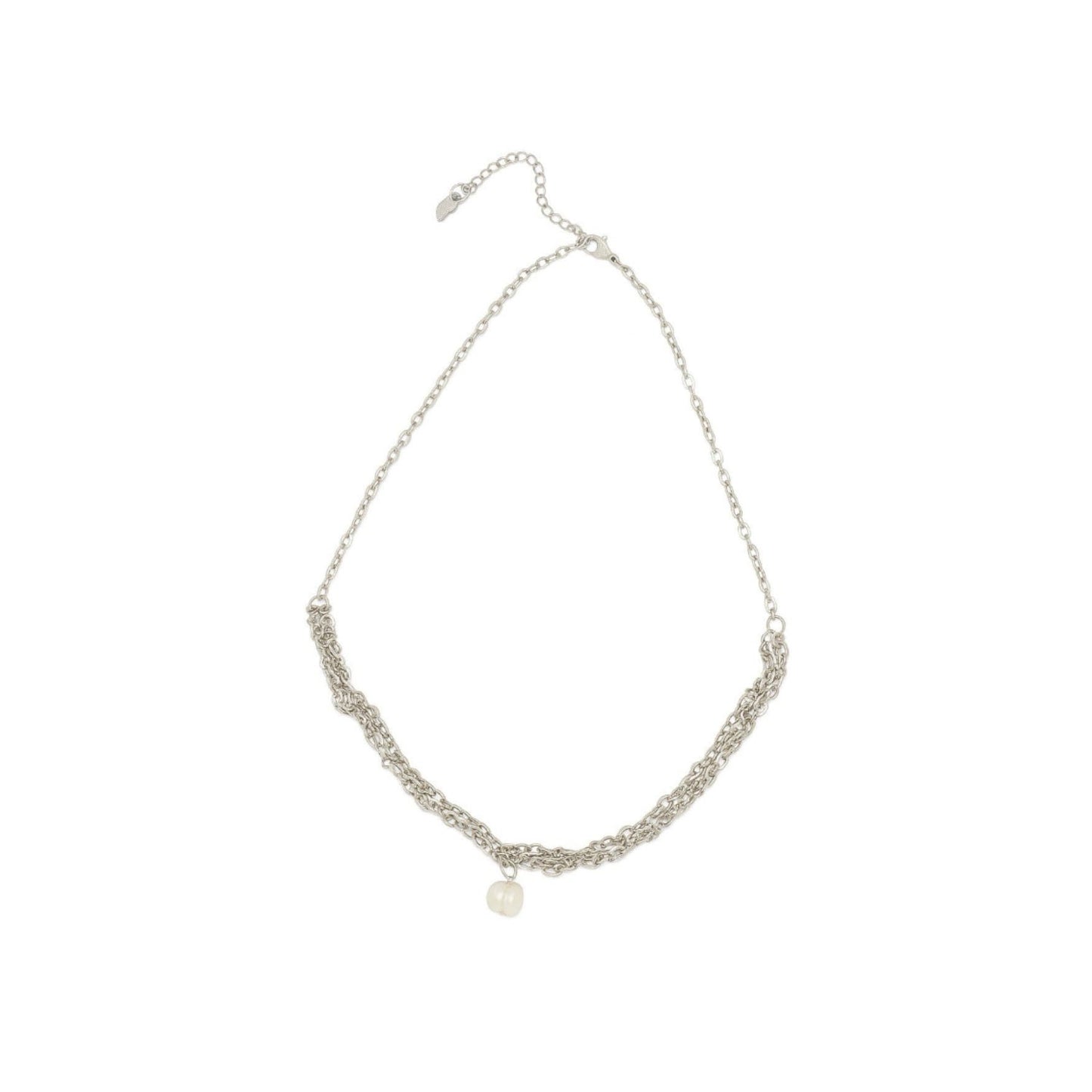 Silver Plated Stainless Steel Precious Pearl Pendant Necklace