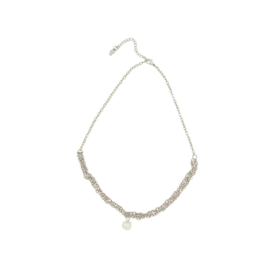 Silver Plated Stainless Steel Precious Pearl Pendant Necklace