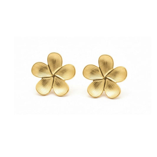 18k Gold Plated Stainless Steel Flower Stud Earring