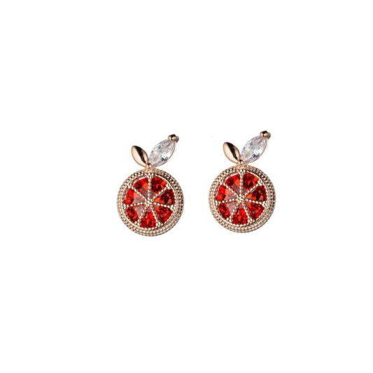 Red Grapefruit Cubic Zirconia Stud Earring