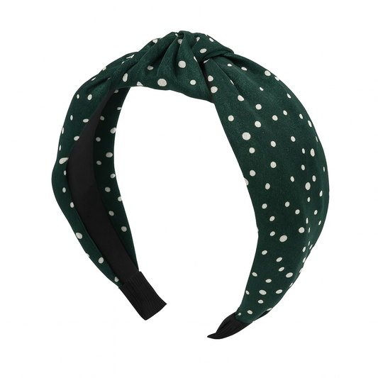 Green Polka Dots Satin Knot Headband