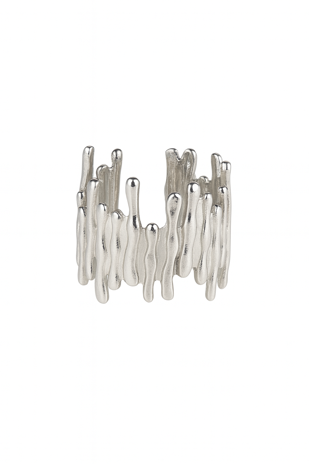 Silver Titanium Steel Geometric Style Adjustable Chunky Ring