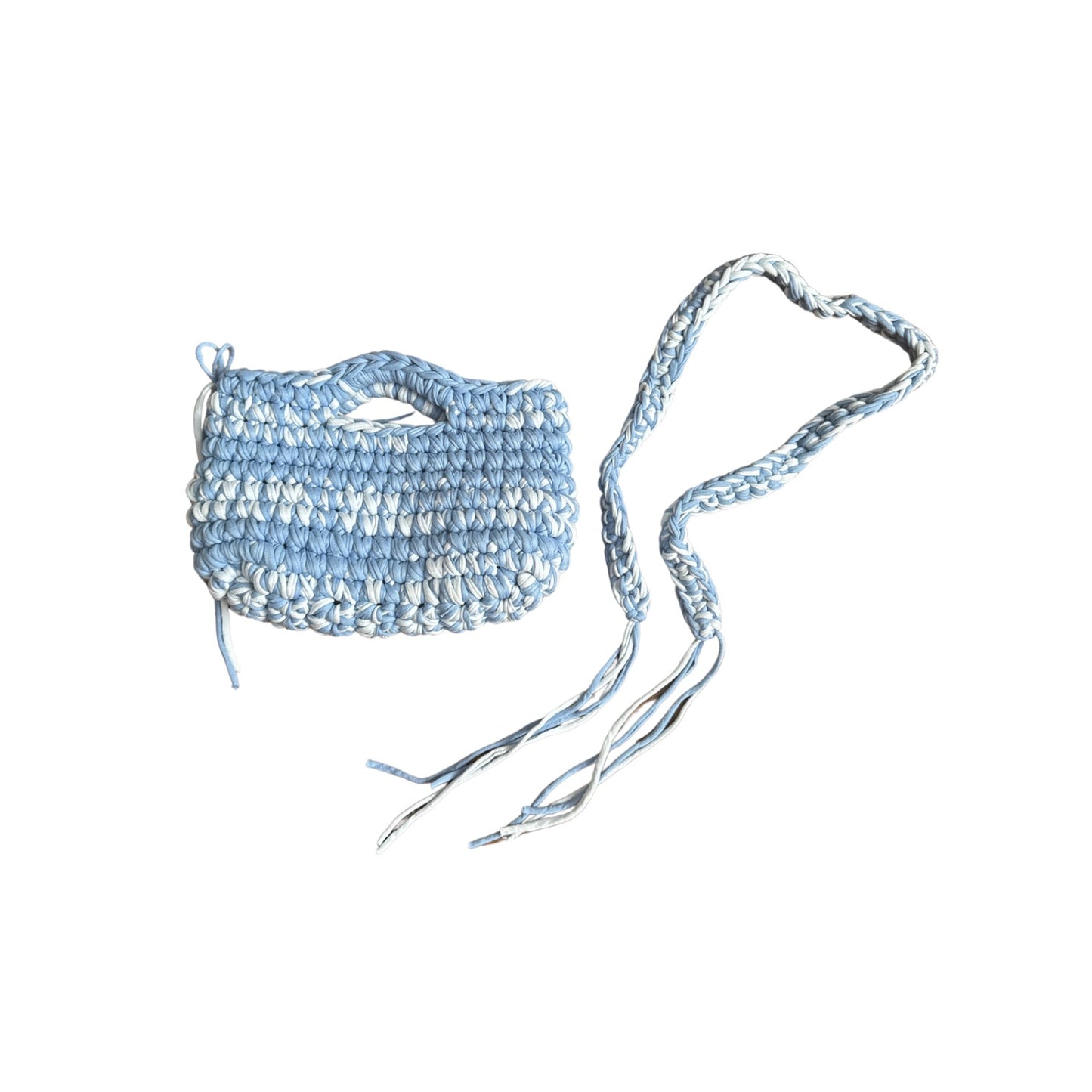 Baby Blue And White Handmade Egyptian Cotton Crochet Bag
