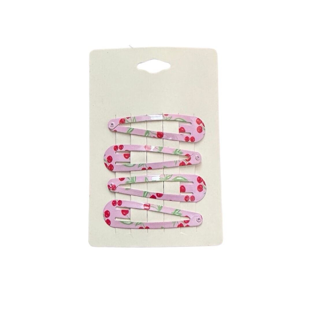 Pink Cherry Hair Clip 4 Piece Set