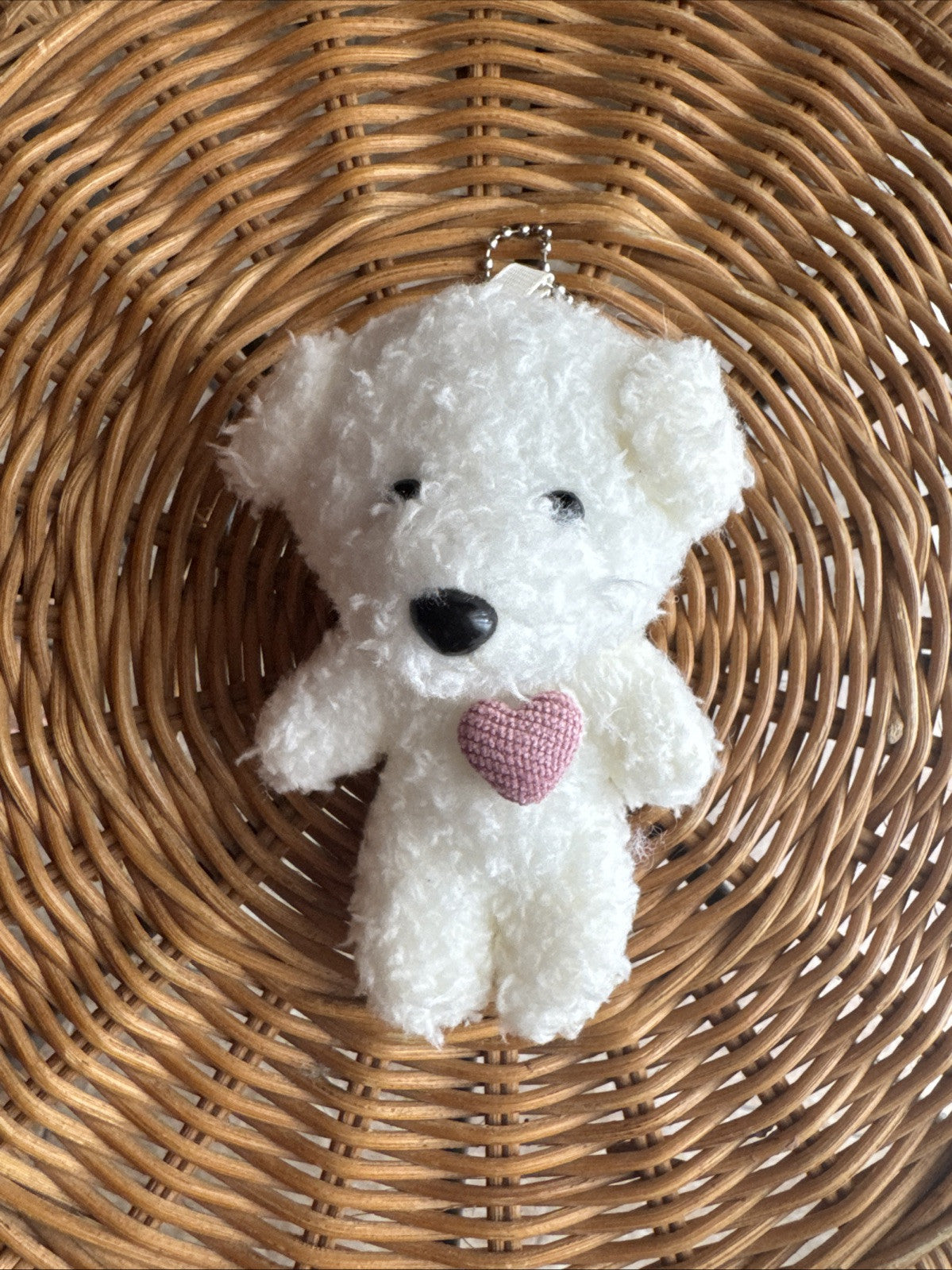 White And Pink Heart Bear Keychain0