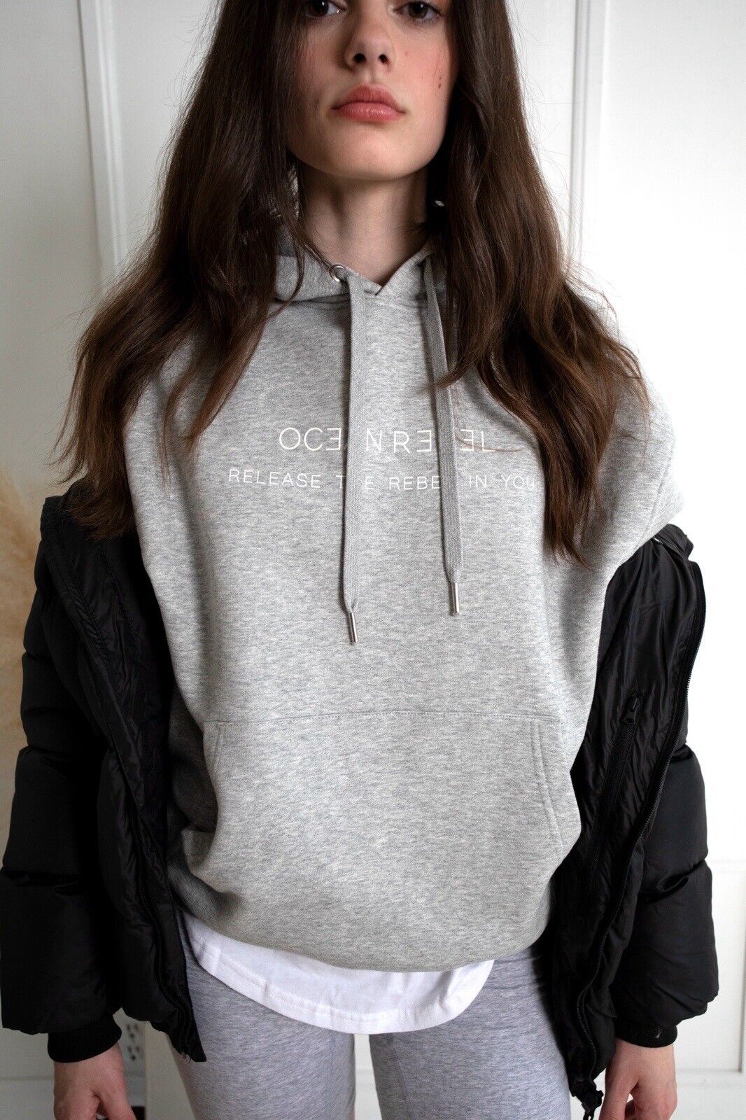 Ocean Rebel Designer Sustainable Relaxed Hoodie Heather Gray Sweatshirt Size M