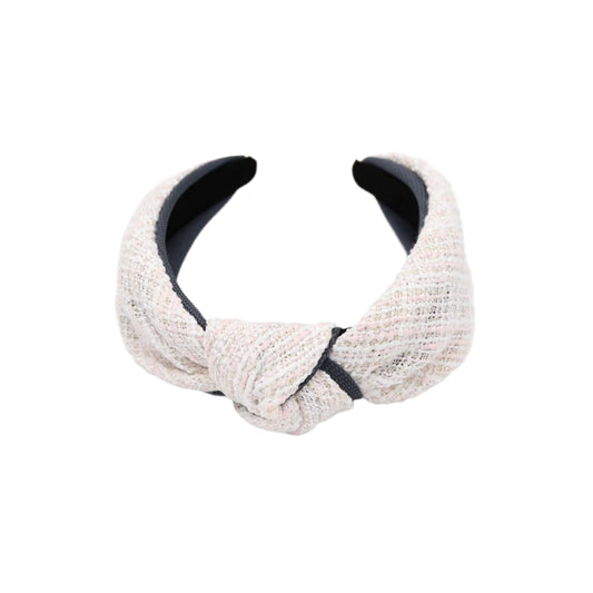 Pink And Grey Tweed Knitted Headband
