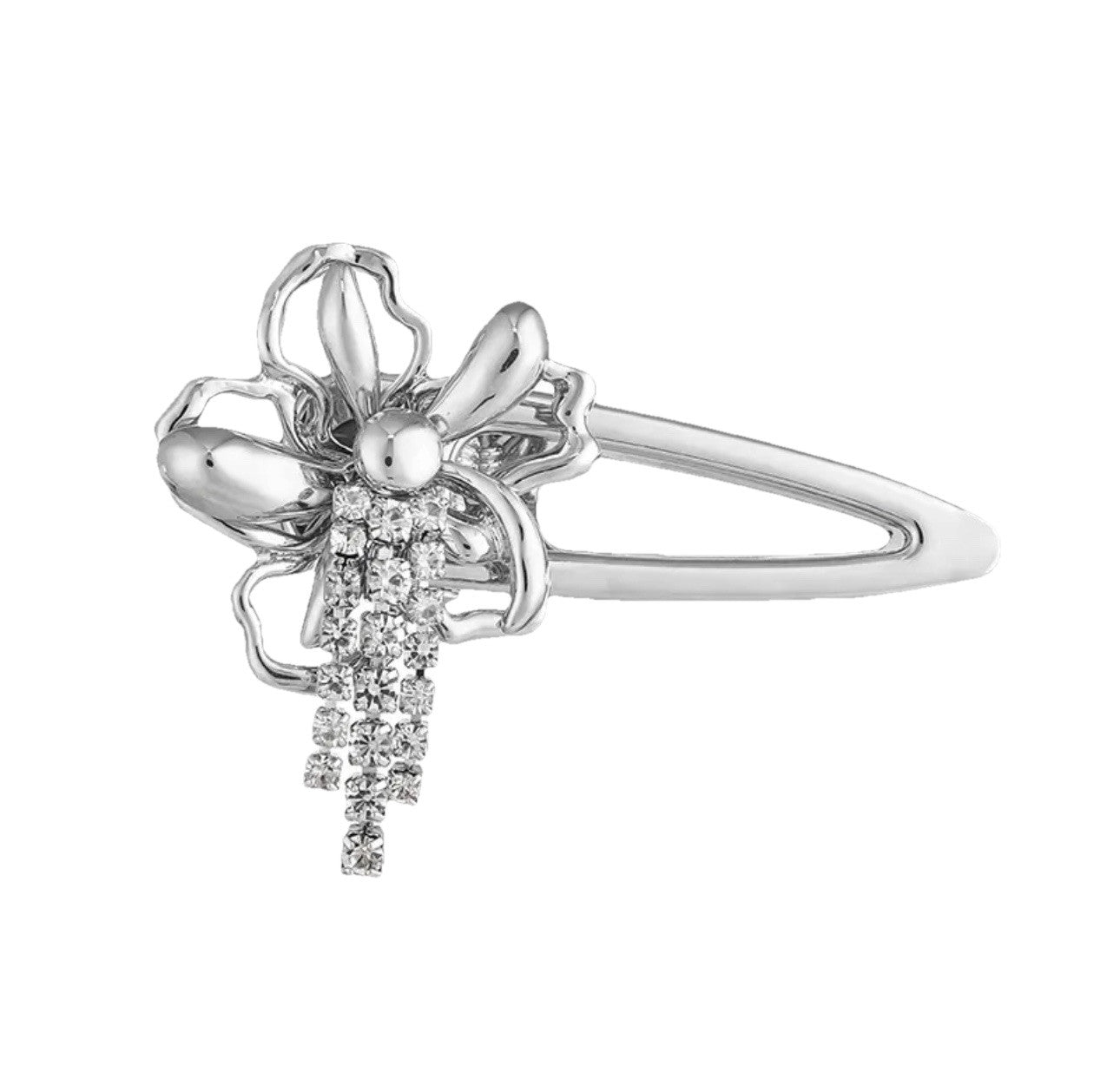 Silver Flower With Rhinestones Hair clip0