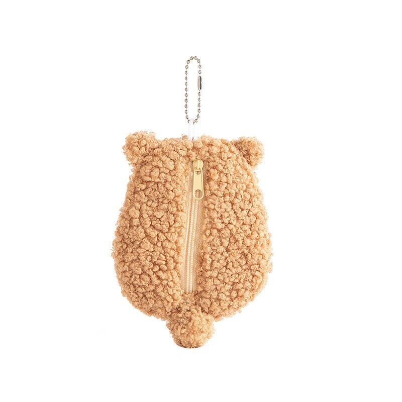 Beige Bear Plush Zipper Key Holder /Coin Purse /keychain