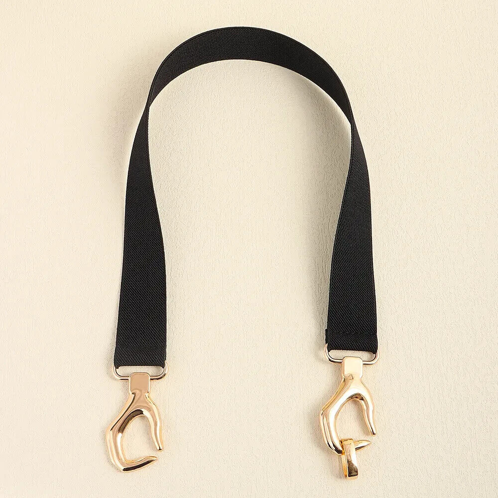 Black And Gold Hands Buckle Adjustable Elastic Band Women’s Belt