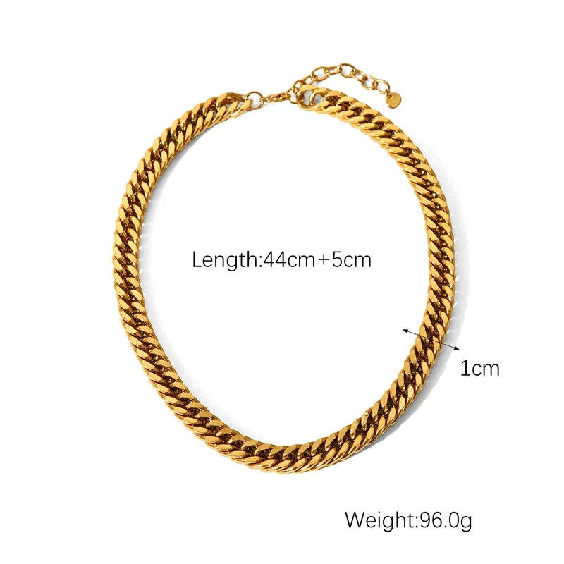 Gold Plated Stainless Steel Plain Chain Necklace