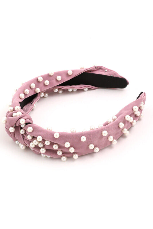 Mauve Pearl Soft Satin Knot Headband