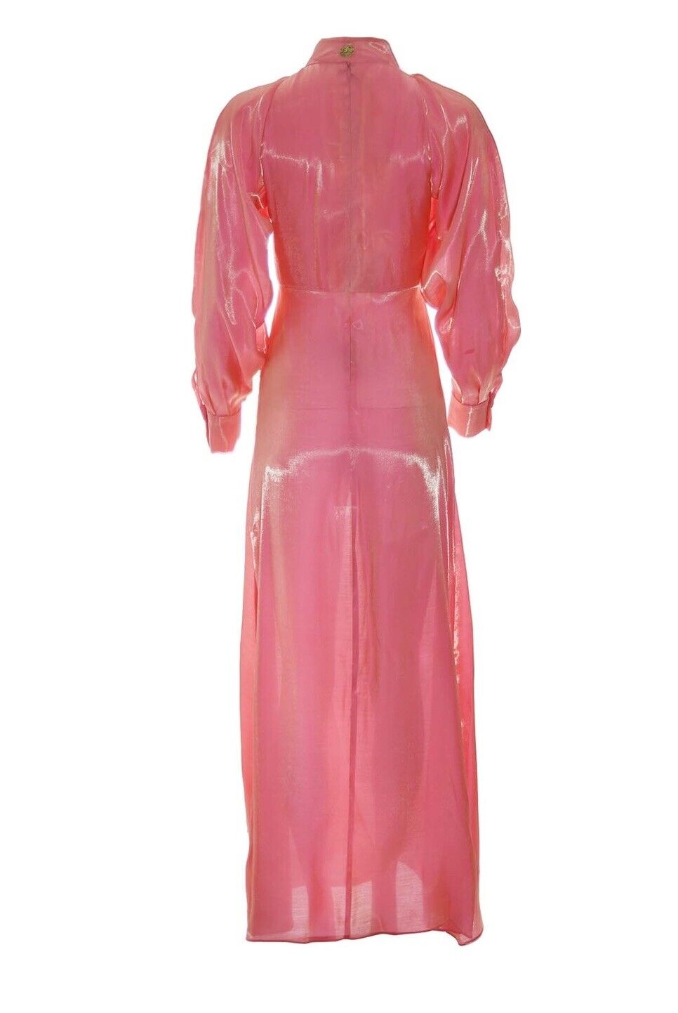 ADIBA Designer Long Sleeves Maxi Pink Gladiolus Dress With Side Slit Size M