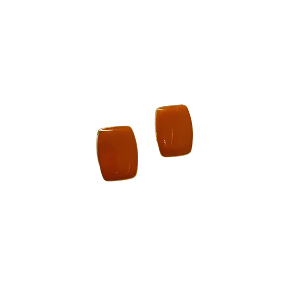Orange stud Square Enamel Earrings