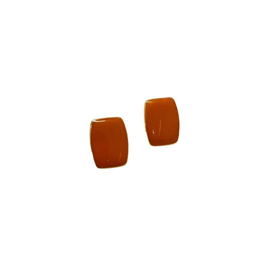 Orange stud Square Enamel Earrings