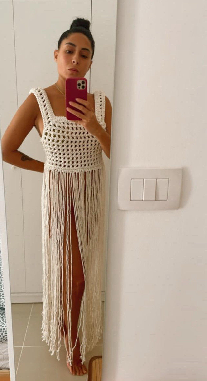 White Tassels Handmade Beach Crochet Top/Coverup