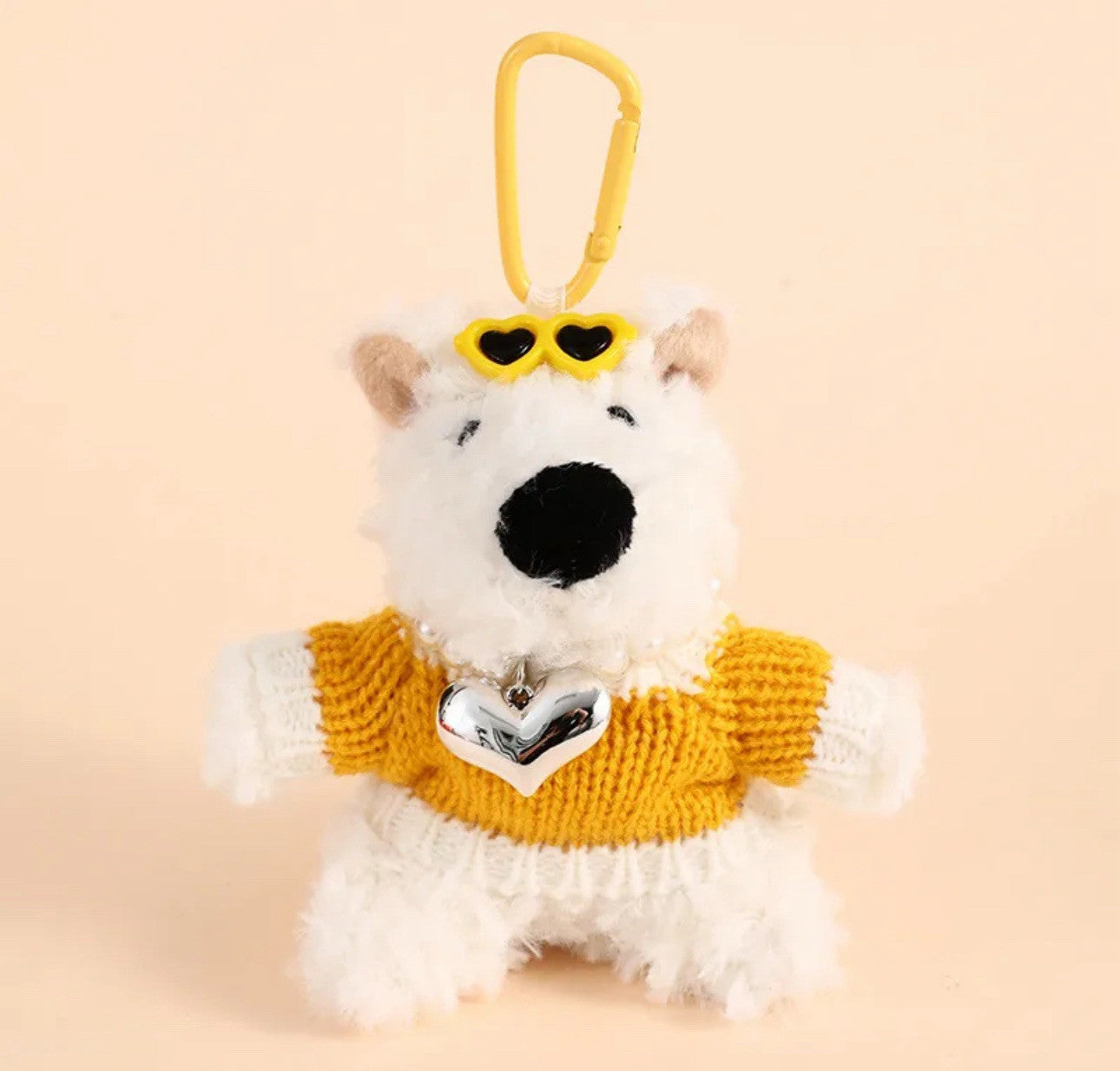 White, Yellow With Heart Necklace Bear Keychain0