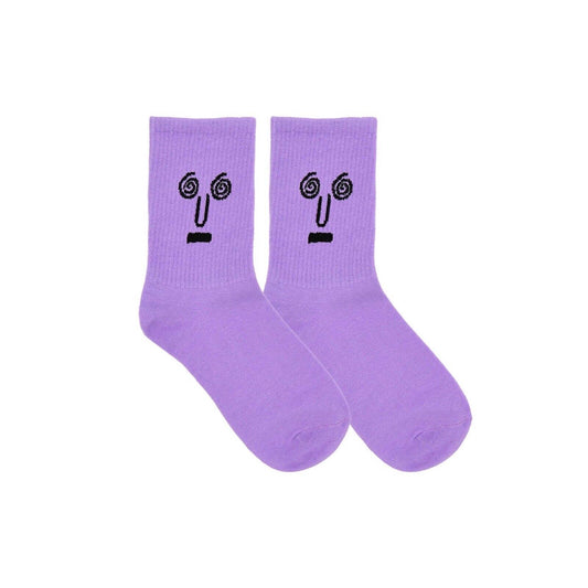 Purple Face Printed Over Ankle Socks
