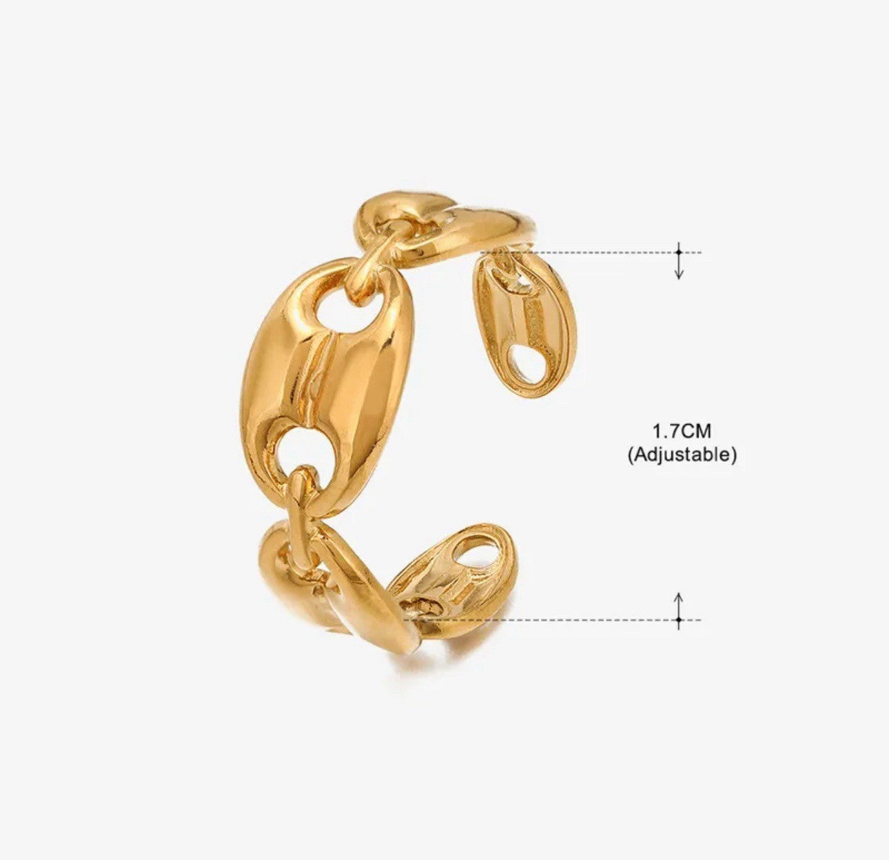 Gold Plated Stainless Steel Links Adjustable Ring