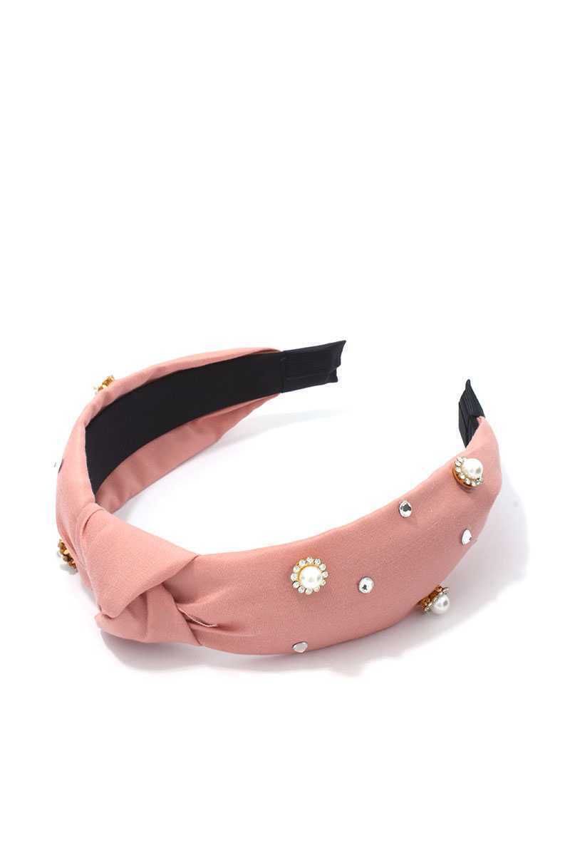 Peach Studs Pearl Knot Headband