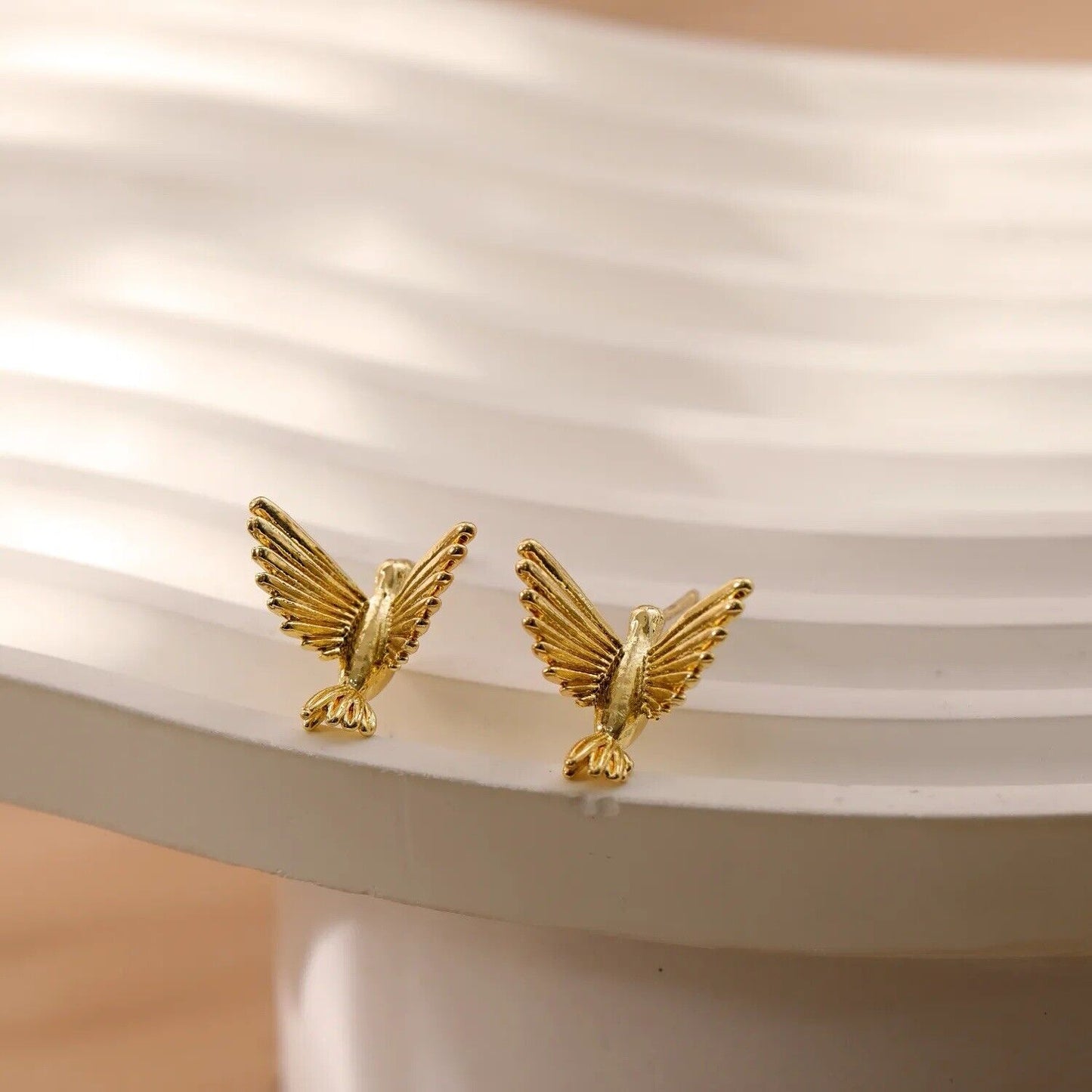14k Gold Plated Copper Dove Stud Earrings